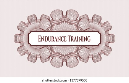 Red money style emblem or rosette with text Endurance Training inside