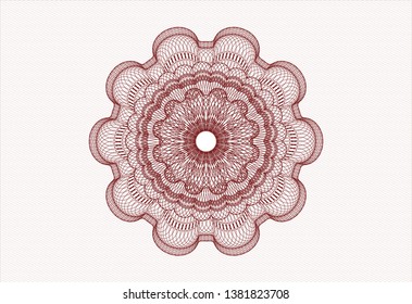 Red money style emblem or rosette. Vector Illustration. Detailed.