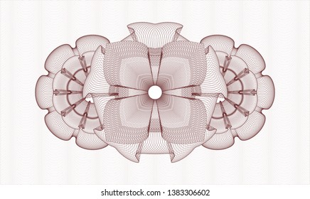 Red money style emblem or rosette. Vector Illustration. Detailed.