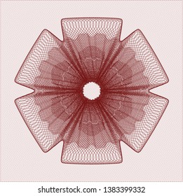 Red money style emblem or rosette. Vector Illustration. Detailed.