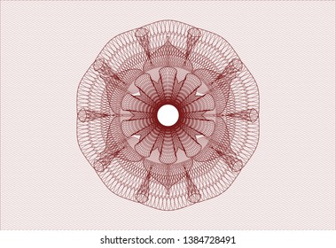 Red money style emblem or rosette. Vector Illustration. Detailed.