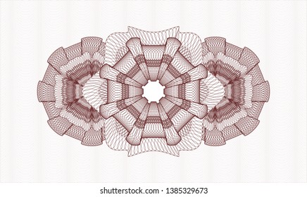 Red money style emblem or rosette. Vector Illustration. Detailed.