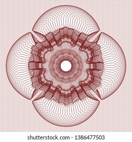 Red money style emblem or rosette. Vector Illustration. Detailed.