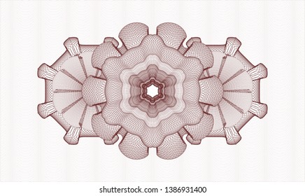 Red money style emblem or rosette. Vector Illustration. Detailed.