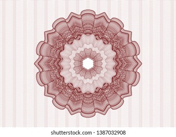 Red money style emblem or rosette. Vector Illustration. Detailed.