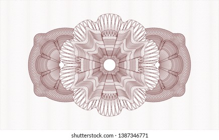 Red money style emblem or rosette. Vector Illustration. Detailed.