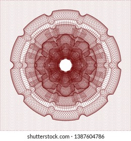 Red money style emblem or rosette. Vector Illustration. Detailed.