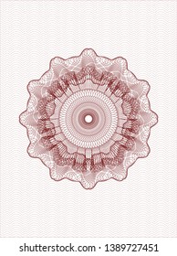 Red money style emblem or rosette. Vector Illustration. Detailed.