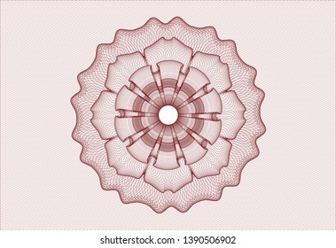 Red money style emblem or rosette. Vector Illustration. Detailed.