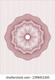 Red money style emblem or rosette. Vector Illustration. Detailed.