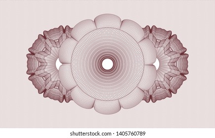 Red money style emblem or rosette. Vector Illustration. Detailed.