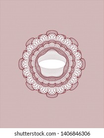 Red money style emblem or rosette. Vector Illustration. Detailed.