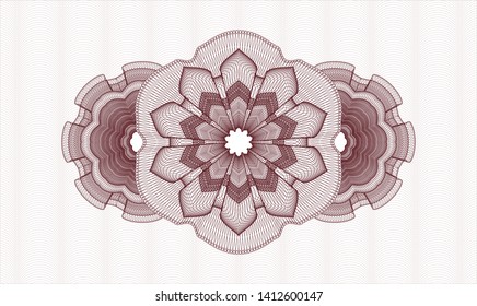 Red money style emblem or rosette. Vector Illustration. Detailed.