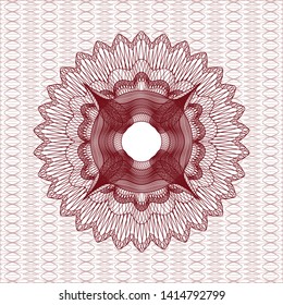 Red money style emblem or rosette. Vector Illustration. Detailed.
