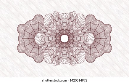 Red money style emblem or rosette. Vector Illustration. Detailed.