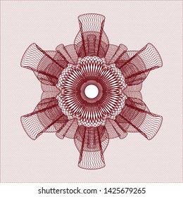 Red money style emblem or rosette. Vector Illustration. Detailed.