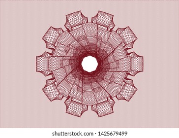 Red money style emblem or rosette. Vector Illustration. Detailed.