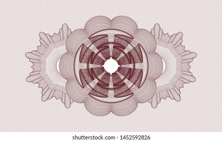 Red money style emblem or rosette. Vector Illustration. Detailed.
