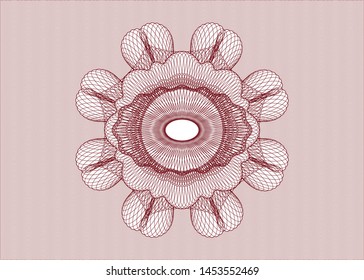 Red money style emblem or rosette. Vector Illustration. Detailed.