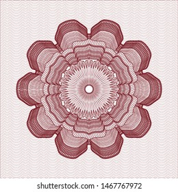 Red money style emblem or rosette. Vector Illustration. Detailed.