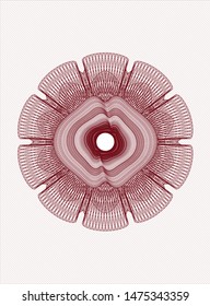 Red money style emblem or rosette. Vector Illustration. Detailed.