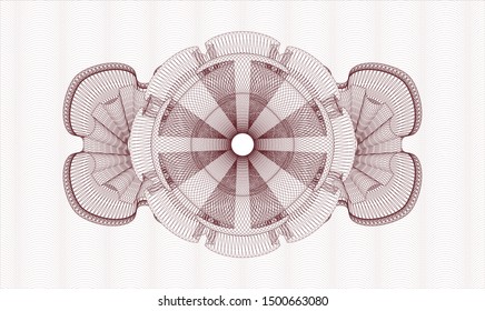 Red money style emblem or rosette. Vector Illustration. Detailed.