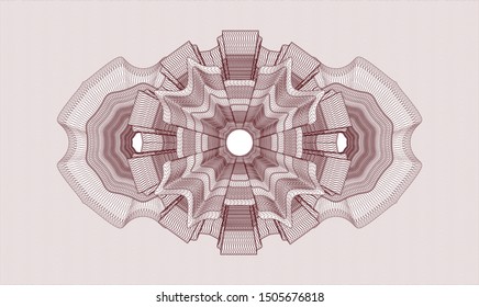 Red money style emblem or rosette. Vector Illustration. Detailed.