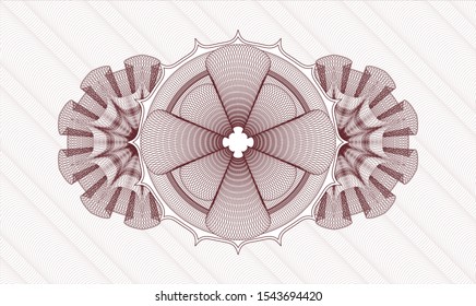Red money style emblem or rosette. Vector Illustration. Detailed.