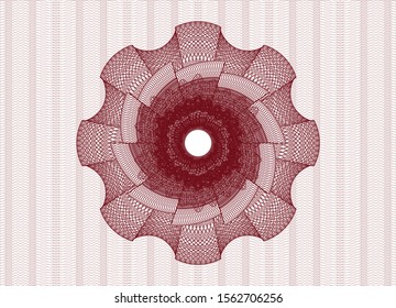Red money style emblem or rosette. Vector Illustration. Detailed.