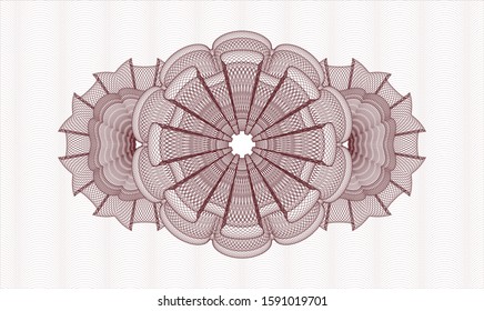 Red money style emblem or rosette. Vector Illustration. Detailed.