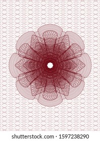 Red money style emblem or rosette. Vector Illustration. Detailed.