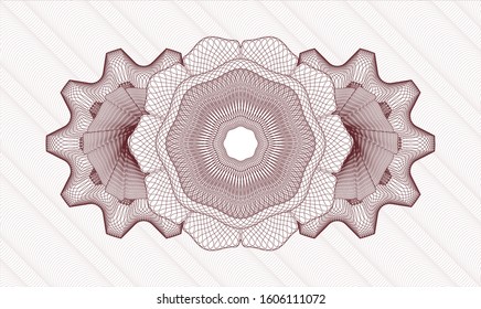 Red money style emblem or rosette. Vector Illustration. Detailed.