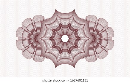 Red money style emblem or rosette. Vector Illustration. Detailed.