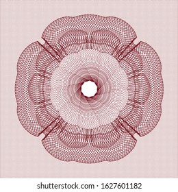 Red money style emblem or rosette. Vector Illustration. Detailed.