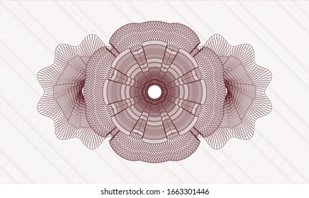 Red money style emblem or rosette. Vector Illustration. Detailed.