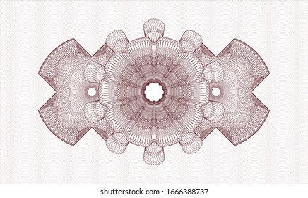 Red money style emblem or rosette. Vector Illustration. Detailed.