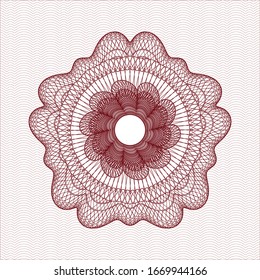 Red money style emblem or rosette. Vector Illustration. Detailed.