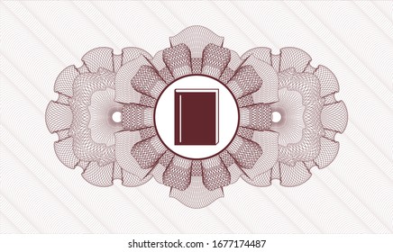 Símbolo o rosette con estilo de dinero rojo con icono de libro dentro
