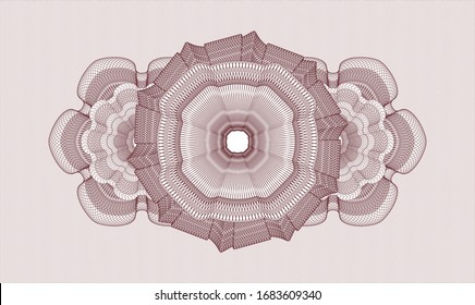 Red money style emblem or rosette. Vector Illustration. Detailed.