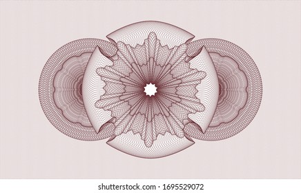 Red money style emblem or rosette. Vector Illustration. Detailed.