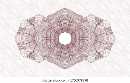 Red money style emblem or rosette. Vector Illustration. Detailed.