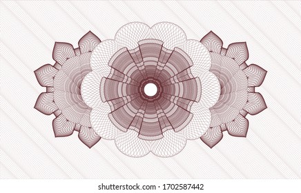 Red money style emblem or rosette. Vector Illustration. Detailed 