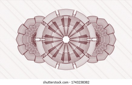 Red money style emblem or rosette. Vector Illustration. Detailed 
