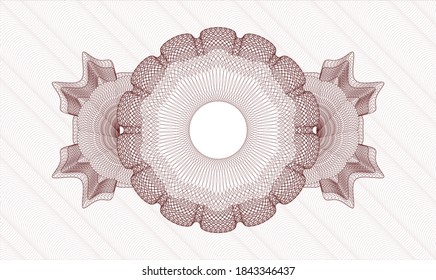Red money style emblem or rosette. Vector Illustration. Detailed 