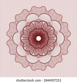 Red money style emblem or rosette. Vector Illustration. Detailed. 