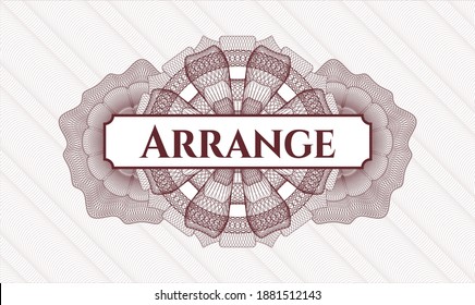 Red money style emblem or rosette. Vector Illustration. Detailed with text Arrange  inside