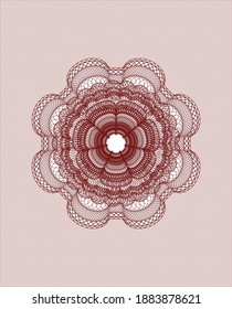 Red money style emblem or rosette. Vector Illustration. Detailed. 