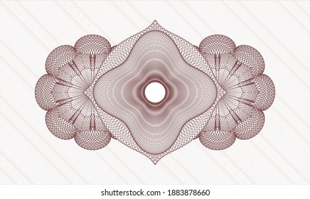 Red money style emblem or rosette. Vector Illustration. Detailed 