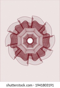 Red money style emblem or rosette. Vector Illustration. Detailed. 