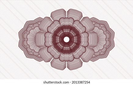 Red money style emblem or rosette. Vector Illustration. Detailed 